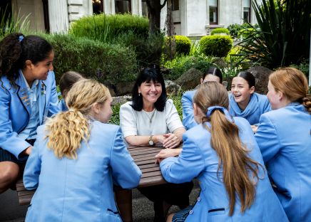 Tracy with Senior School Students 